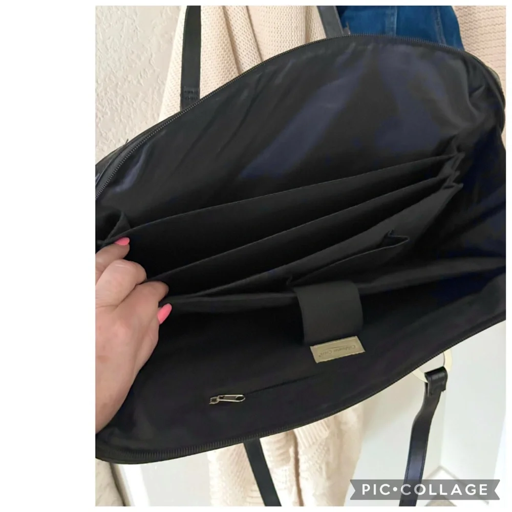 Coldwater Creek Hampton Black Woven Laptop Work Tote Computer Bag